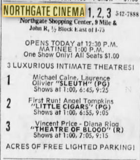 Northgate Cinemas - JUNE 6 1973 GRAND OPENING AD (newer photo)